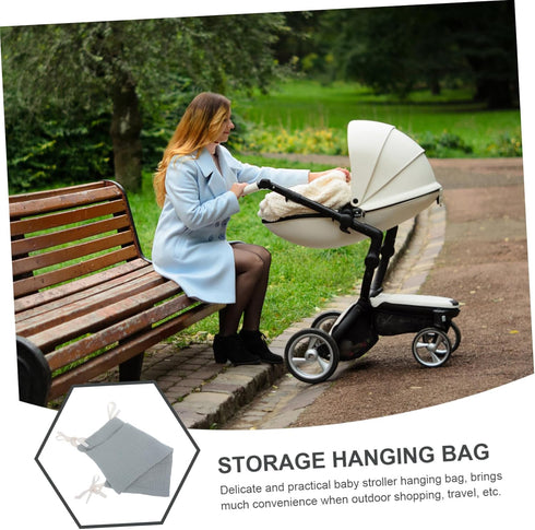 ibasenice Bed Organizer Cotton Stroller Storage Bag Multi-purpose Hanging Pouch for Toys Pacifiers and Milk Bottles