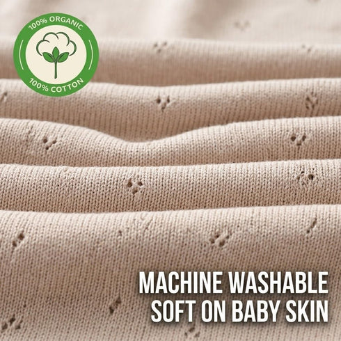 100% 40" 30" Organic Cotton Knit Baby Blanket for Boys and Girls- Pointelle Swaddle Blanket - x Soft Receiving Blanket