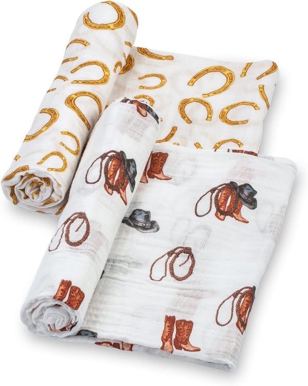 LollyBanks Muslin Swaddle Blankets for Boys, Large 47 x 47 Inches Swaddles
