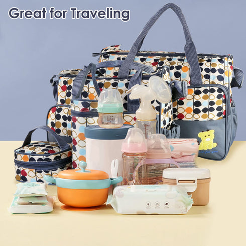 Set 5 Set KOCASO Diaper Tote, Baby Girl Boy Diaper with Changing Pad - PCS Large Travel Hospital Kit - Mom & Dad Gift