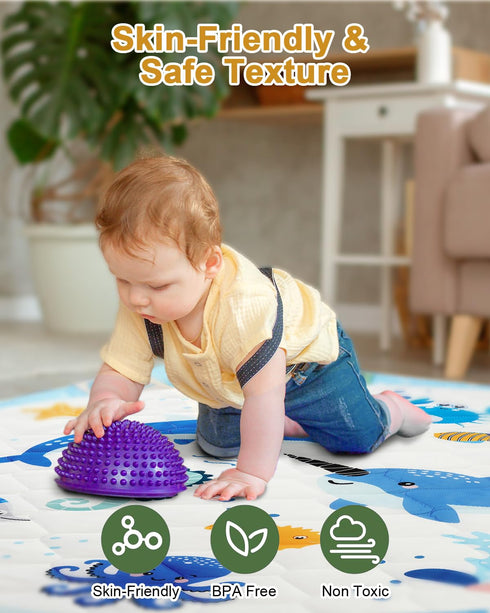 50x50, 4 TINYHARBO Premium Foam Baby Play Mat Developmental Zones Play Mat with Removable & Machine Washable Cover
