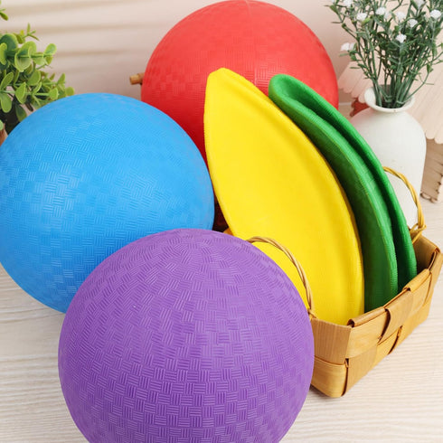AMOR PRESENT 6PCS Playground Balls with Air Pump, 7inch Inflatable Dodge Ball, Colorful Handball for Kids Games