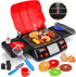 Kids Play Food Grill with Pretend Smoke Sound, Light Kitchen Playset BBQ Accessories for Toddler Girl Boy, 2-6 Year Old