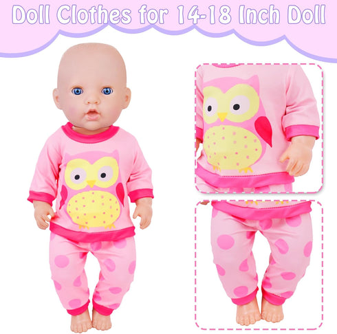 K.T. Fancy 5 Sets Baby Doll Clothes for 14-18 Inch Doll, Baby Doll Accessories for Reborn Doll, Gift for Kids
