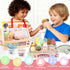Minnot 32 Set Counter 3 4 5 6 7 8 Wooden Ice Cream Toys pcs Pretend Ice Cream Play with Scooper, Menu, Fake Money