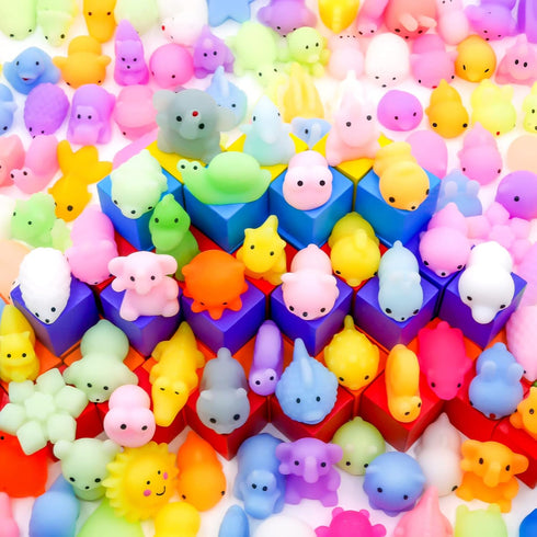 LENYOQIN 100 Pcs Kawaii Squishies, Mochi Squishy Toys for Kids Party Favors, Mini