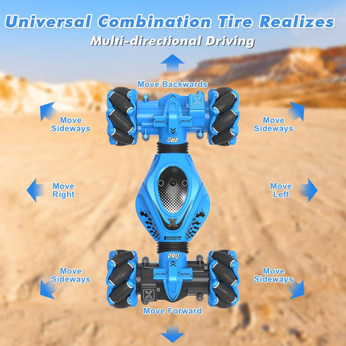 RC Car Gesture Sensing Stunt Car - 2.4GHz 4WD Off-Road Toy for Boys and Girls Ages 6-12 with Lights and Music