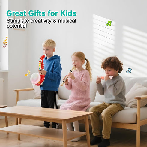 3+ Toy Saxophone with Light & Sound, Toy Harmonica for Kids, Early Educational Toy Musical Instrument Toys for Toddlers