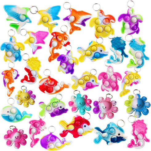 PSDFH 100 Packs Shark Turtle Dolphin Fish Octopus Mermaid Whale Mini Ocean Assorted fidgets for Kids Children Classroom