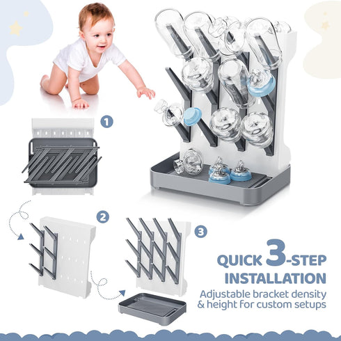 Dayacoco Countertop Baby Bottle Drying Rack, Space Saving Vertical Bottles Dryer Holder, Standing Bottle Drying Rack