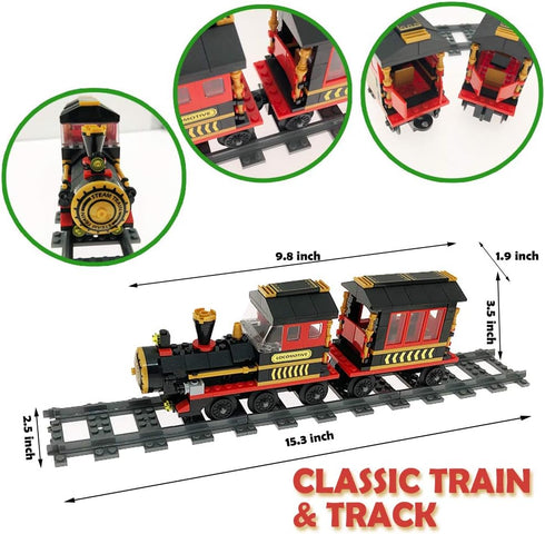 583 Set 6+ Building Blocks Toys Pieces Classic Train with Station Construction Brick Education Learning Toys for Kids