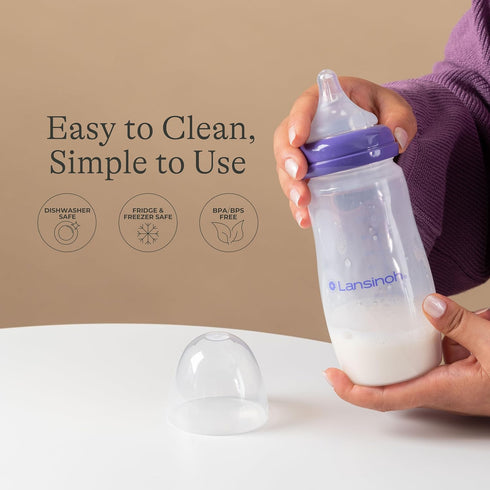 11 4 Count, Lansinoh Anti-Colic Baby Bottles, BPA-Free Plastic, Ounces, Fast Flow Nipples (Size F), Breastfeeding