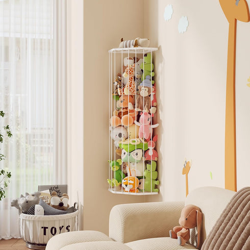 BBLlKE Stuffed Animal Storage Zoo - Corner Plush Toy Organizer Length Adjustable, Wall Hanging Stuffed Animal Net