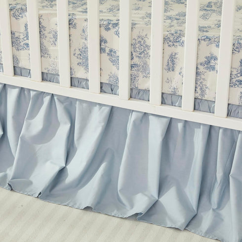 100% Brandream Boho Bohemian Girl Boy Baby Nursery Crib Bed Skirt Dust Ruffle - Neutral Solid Color Light Blue