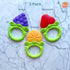 RaZbaby Fruitique Infant & Baby Massager & Teether Toy 3-Pack, Non-Toxic BPA-Free Silicone, Hands-Free & Easy to Hold