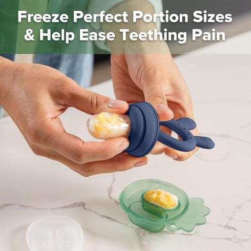 Haakaa Baby Fruit Food Feeder & Mini Freezer Nibble Tray Combo, BPA Free Silicone Feeder for Infant Self Feeding