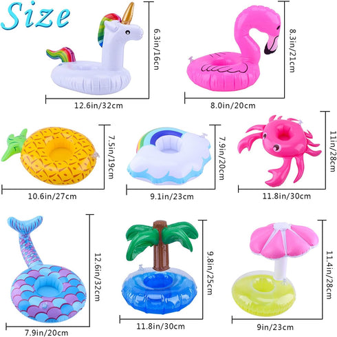 Blovec Inflatable Drink Floats, 8 Pack Inflatable Drink Holders, Cup Coasters for Summer Pool Party