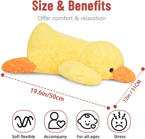 20" 3.3 Niuniu Daddy | Pound Weighted Duck Stuffed Animals for Adults Kids, Giant Weighted Yellow Duck Plush Toy