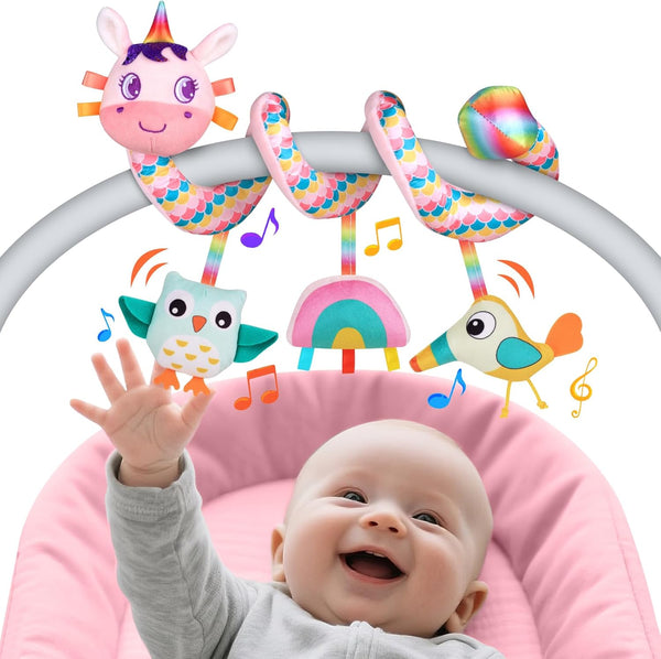 Car Seat Toys for Infants 0-6 months, Spiral Hanging Crib Stroller Activity