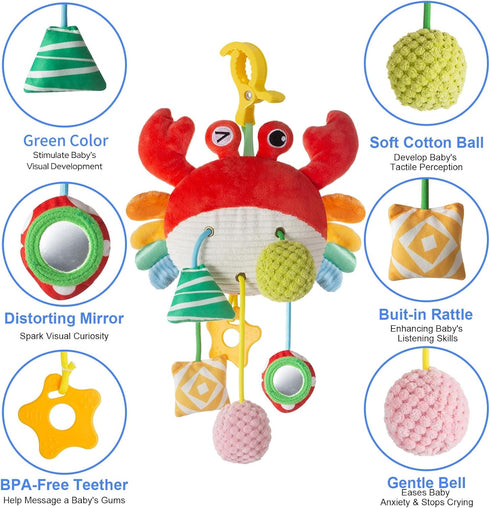 0-6 0-3-6-12 Lynncare Car Seat Toy for Babies Months, Stroller Toy with a Convenient Clip, Carseat Toys Hanging Baby