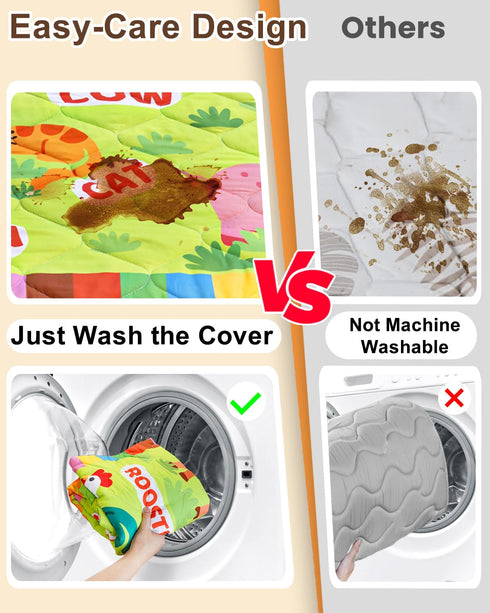 50x50, Foam Baby Play Mat Removable and Machine Washable Cover, Thicken Cushioning Playmat and Perfect for Playpen