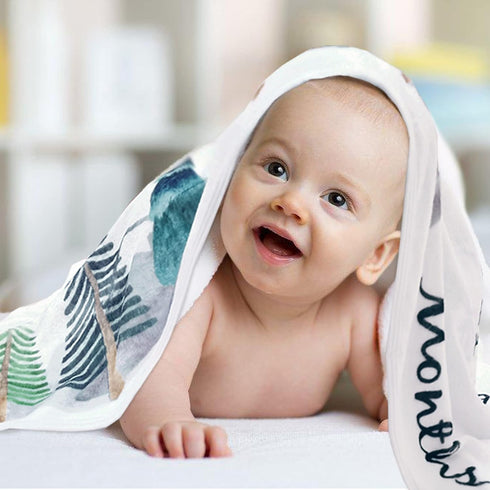 &12 45''x40'' Baby Monthly Milestone Blanket for Boy Girl Gender Neutral Gift for Baby Shower, Mountain Blanket