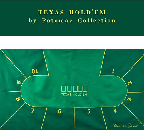 Potomac Collection Set Set Set Poker Table Topper Blackjack play Casino Games using the Texas Holdem Poker on Green
