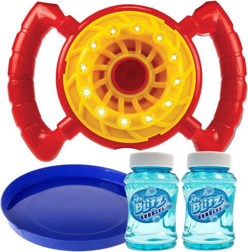 JA-RU Blitz Fan Bubble Wheel Blower | 1 Pack Battery Operated Automatic Bubble Maker with Non Toxic Soap Solution