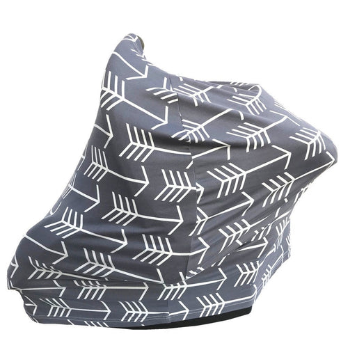 Nursing Cover for Babies, Versatile Baby Car Seat Cover for Newborn, Grey with White Arrow