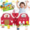 BOLZRA Musical Red Barn Farm Animal Toys with Tails Baby Book, Educational Preschool