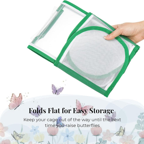 ZOOFOX 2 Pack Monarch Butterfly Habitat, 8" Small Collapsible Insect Mesh Cage Terrarium