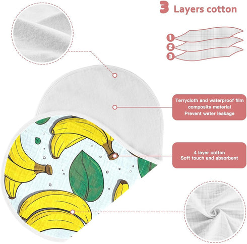 J JOYSAY 22''x11'' 4 1 Pack Banana Baby Burp Cloths for Boys Girls Large Cotton Baby Washcloths Extra Absorbent Soft