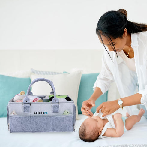 Loisdaro Baby Diaper Caddy Organizer for Changing Table, Baby Storage Basket for Diapers and Baby Wipes,Car Caddy