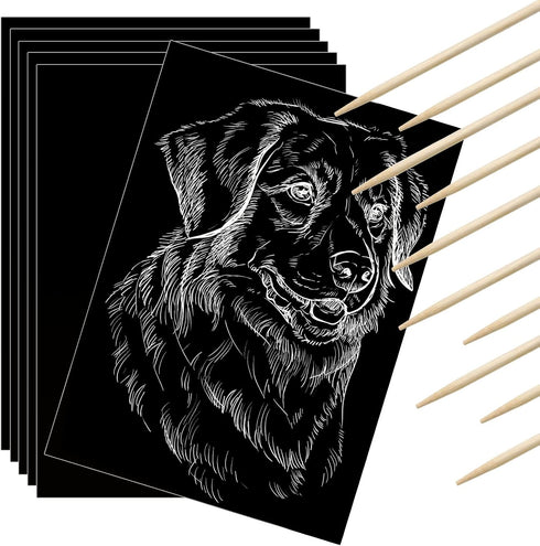 Gersoniel Scratch Paper Art Set, Kids Craft Kits with Scratch Off Paper and Wooden Stylus