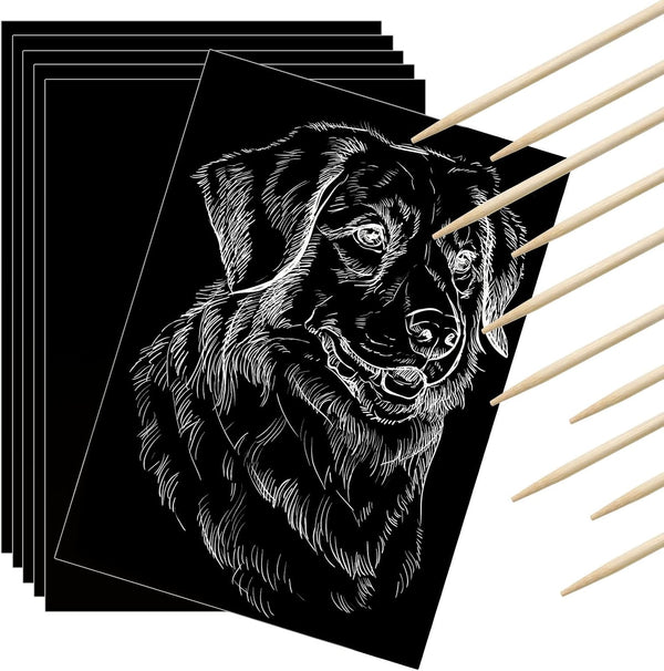 Gersoniel Scratch Paper Art Set, Kids Craft Kits with Scratch Off Paper and Wooden Stylus