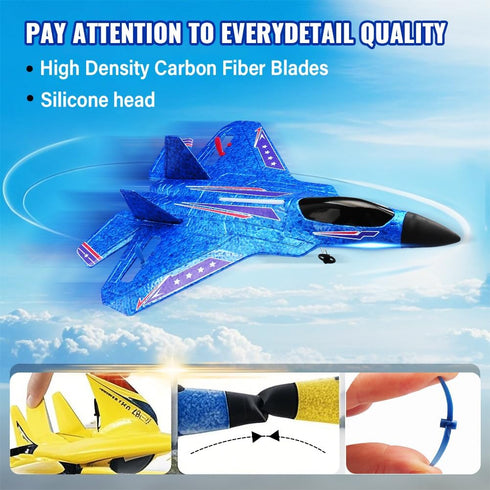 F-22 2.4 6-axis Blue RC Plane for Kids Upgrade Raptor Fighter RC Airplane Remote Control Airplane Toys GHZ Smart Gyro