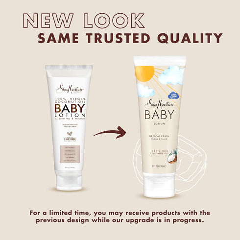 SheaMoisture Baby Lotion with 100% Virgin Coconut Oil for Baby Skin, Clear Skin Moisturizer, 8 oz