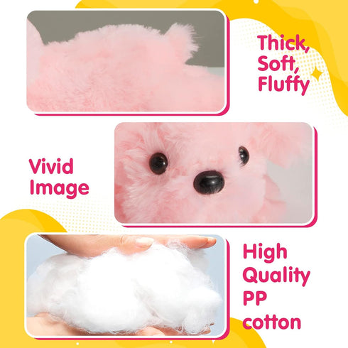 WEWILL 10'' Light Up Pink Puppy Dog - LED Stuffed Animal with Colorful Night Light for Kids Gifts