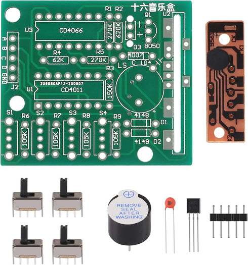 DIY Electronic 16 Music Sound Box Kit, Learning Module for Arduino Practice (Green)
