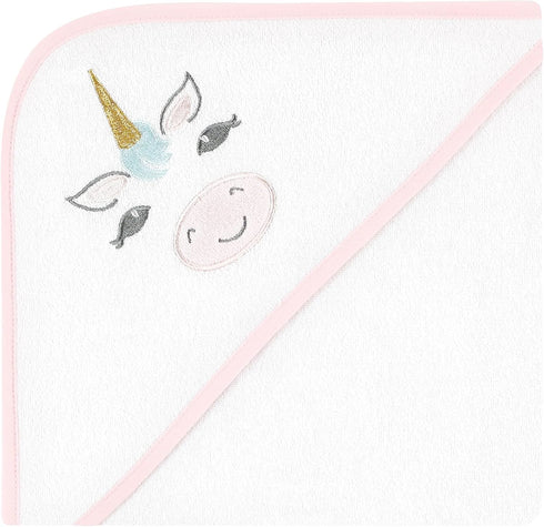 3pk 15 Hudson Baby Unisex Baby Animal Hooded Towel and Washcloths, Unicorn, One Size