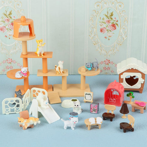 40 Pack Cat Figures Playset Toy - Realistic Cat Figurines for Pretend Play, Educational Learning, Cake Toppers