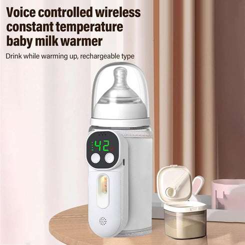 Pssopp Portable Baby Bottle Warmer, Breast Milk or Water Heater with Sound Voice Control for Vehicle Car Airplane