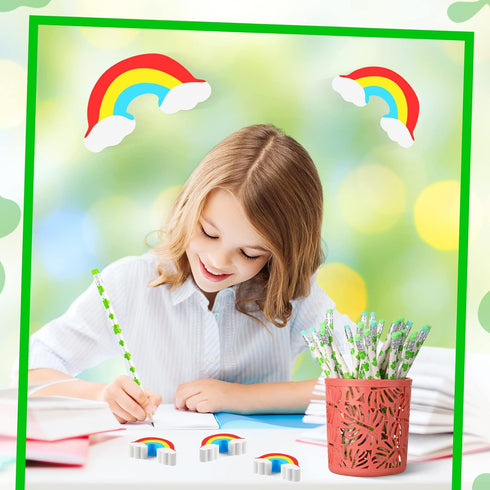 60 Pieces Rainbow Erasers, Cute Classroom Erasers for Kids, St. Patrick's Day Erasers for Office School