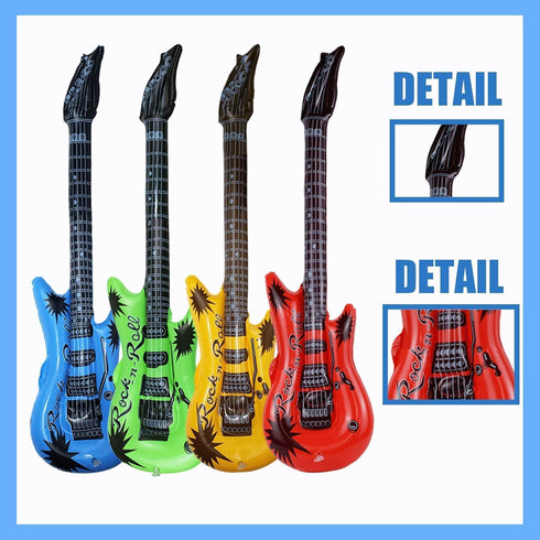 9Pcs Inflatable Guitars and Microphones, Party Props for 80s 90s Themed Events, Rock Star Toy Set