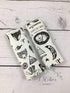 Reversible Black & White Woodland Fabric Baby Car Seat Strap with Minky Dot