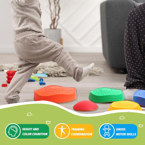 Balance Stepping Stones for Kids - 5 Durable Sensory Toys for Toddlers' Coordination & Gross Motor Skills, Outdoor Play