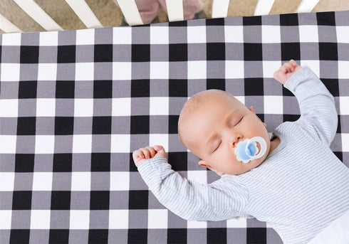 FIGEPO 4 Pack Set Buffalo Check Plaid Neutral Unisex Fitted Baby Crib Sheets for Baby Boys or Girls (Red)