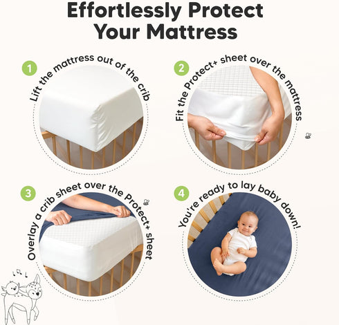 2-Pack 52" 28" Waterproof Crib Mattress Protector Cover Fitted - Quiet Baby Crib Mattress Pad Sheets, x Soft Quilted