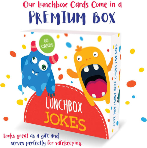 Lunch Box Jokes for Kids, 60 Cute Inspirational and Motivational Notes Cards for Boys & Girls Lunchbox