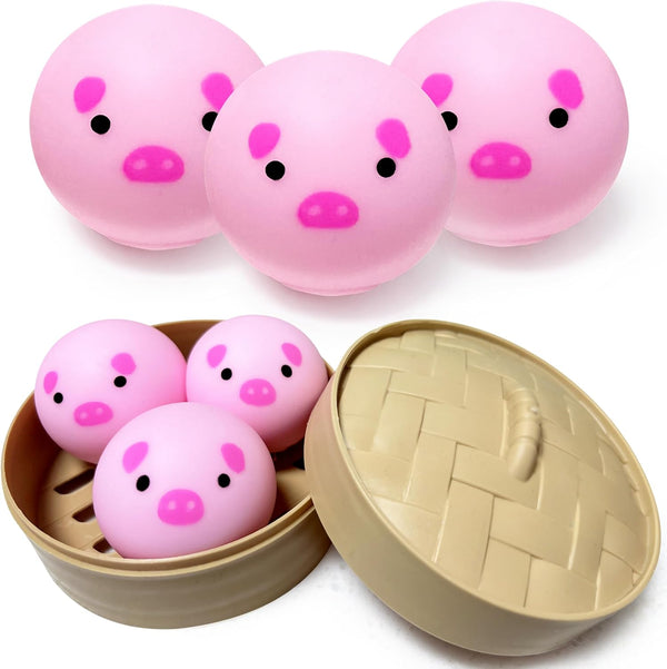 ZTATU Mini Pig Dumpling Squishy Fidget Toys (3 Pack) Sensory Stress Toys for